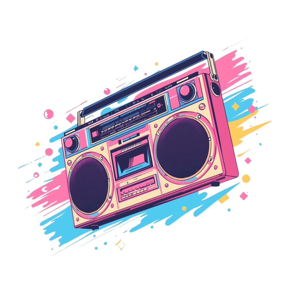 80年代風レトロアメリカン・カラフルクリップアート(PNG透過)