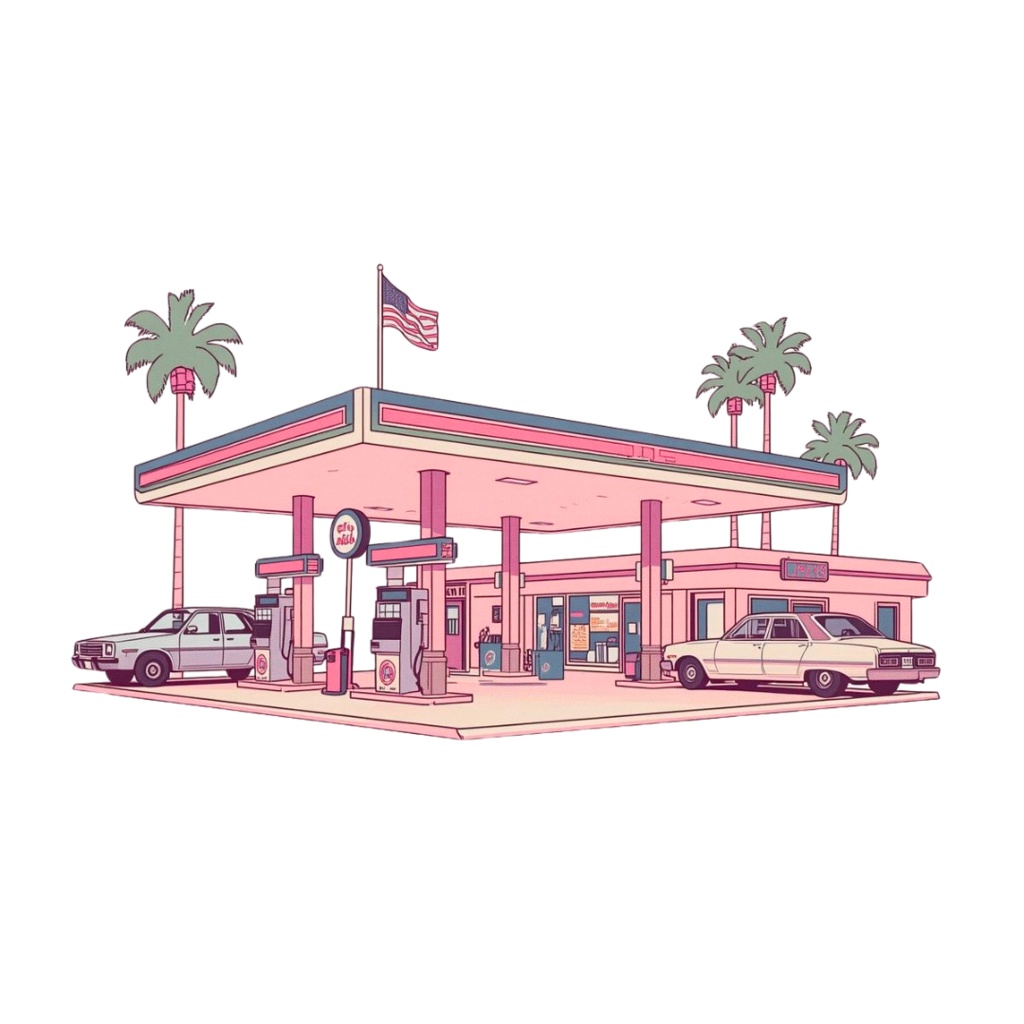 80年代風レトロアメリカン・カラフルクリップアート(PNG透過)