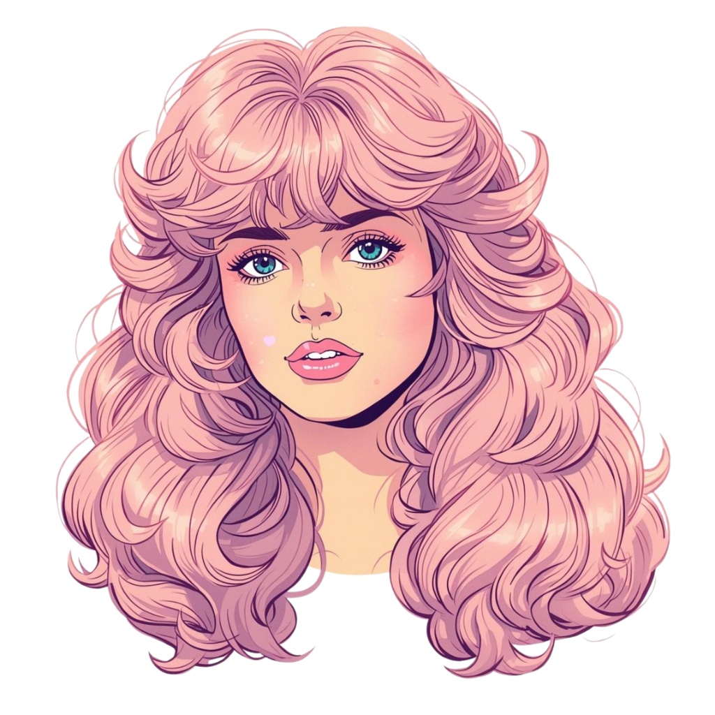 80年代風レトロアメリカン・カラフルクリップアート(PNG透過)