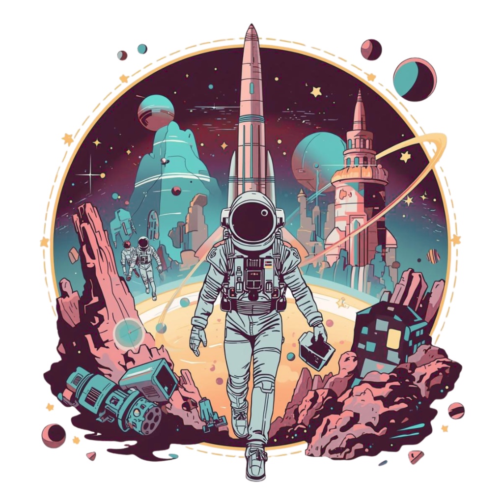 80年代風レトロアメリカン・カラフルクリップアート(PNG透過)