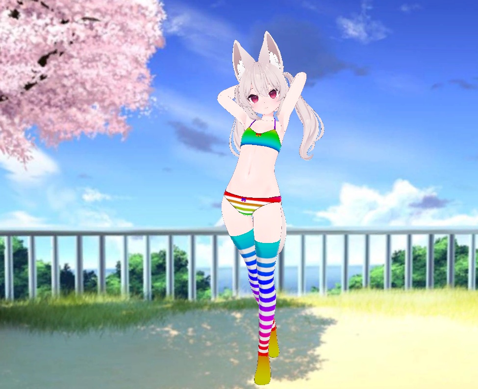 Karin - Kneesocks & Shimapan Pantsu | カリン - ニーソックスとストライプのパンティー