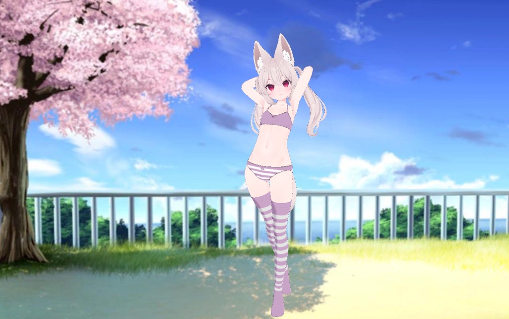 Karin - Kneesocks & Shimapan Pantsu | カリン - ニーソックスとストライプのパンティー