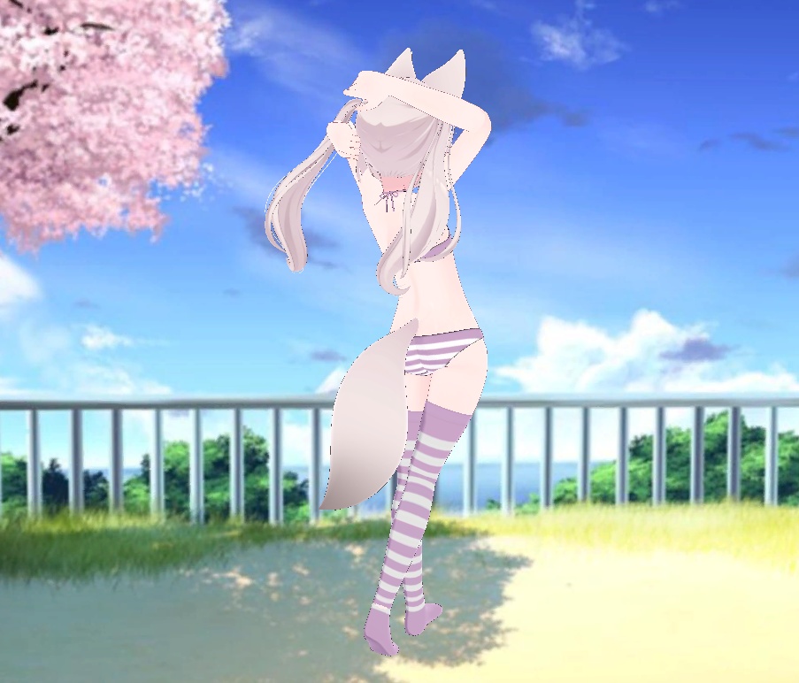 Karin - Kneesocks & Shimapan Pantsu | カリン - ニーソックスとストライプのパンティー