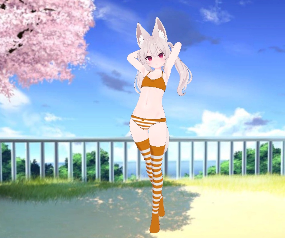 Karin - Kneesocks & Shimapan Pantsu | カリン - ニーソックスとストライプのパンティー