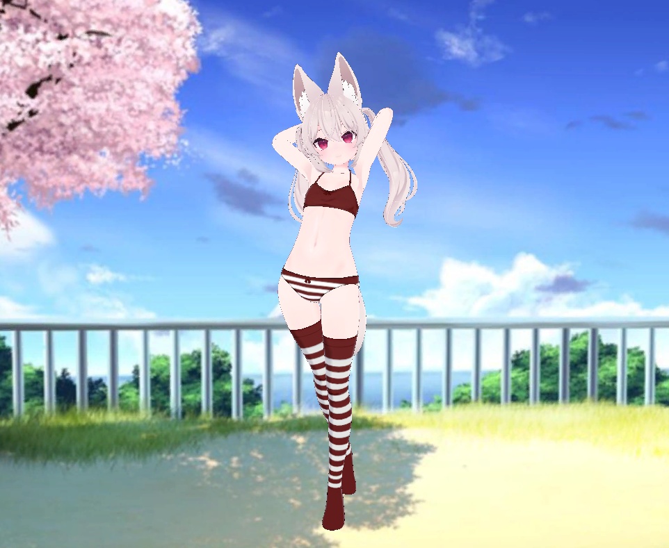 Karin - Kneesocks & Shimapan Pantsu | カリン - ニーソックスとストライプのパンティー