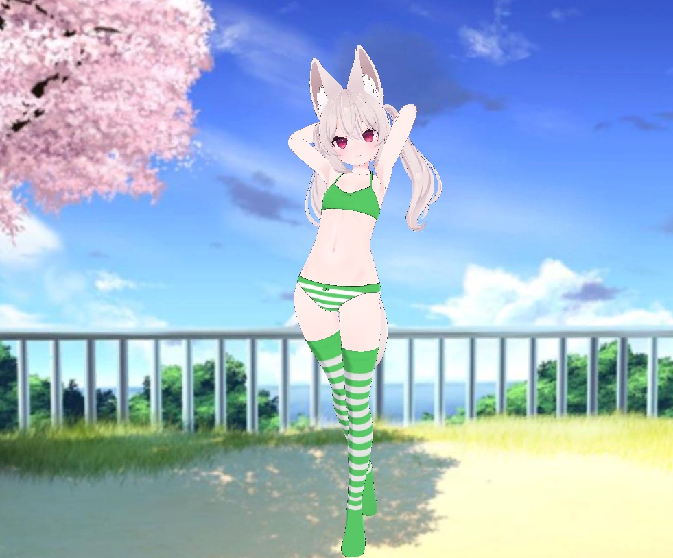 Karin - Kneesocks & Shimapan Pantsu | カリン - ニーソックスとストライプのパンティー