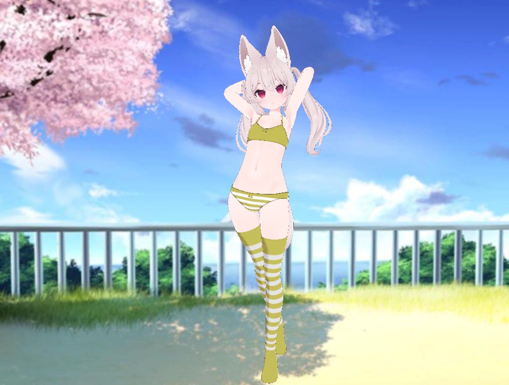 Karin - Kneesocks & Shimapan Pantsu | カリン - ニーソックスとストライプのパンティー