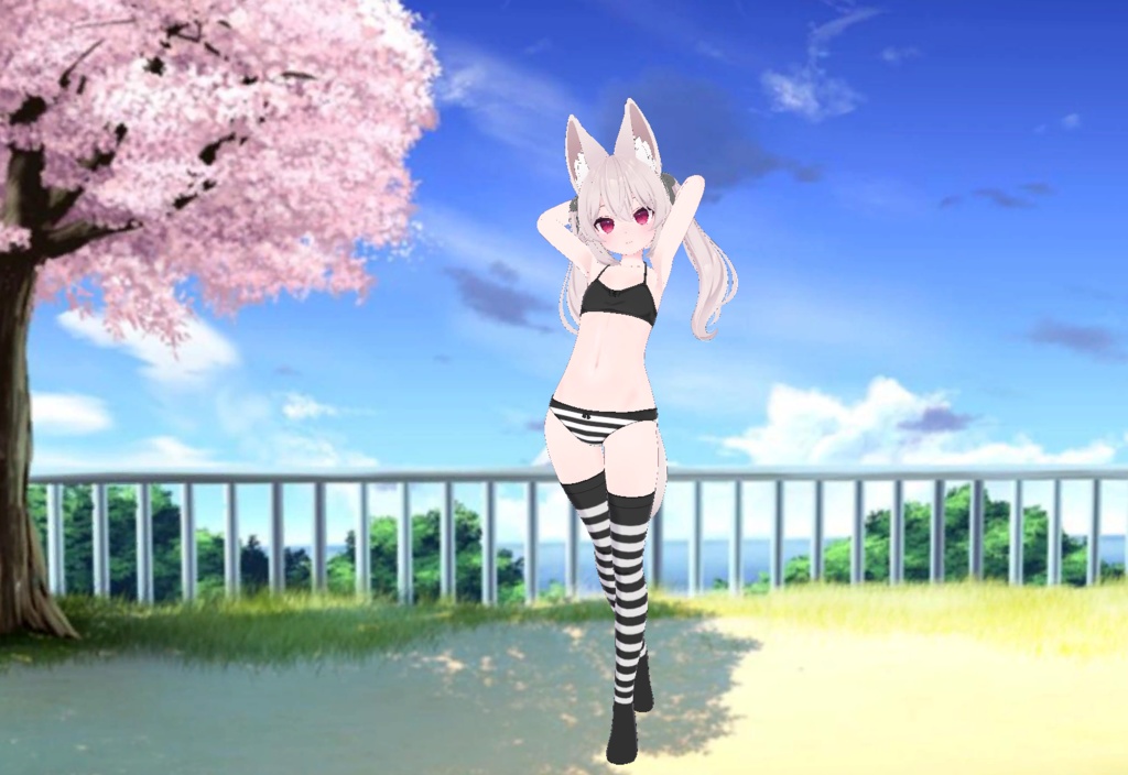 Karin - Kneesocks & Shimapan Pantsu | カリン - ニーソックスとストライプのパンティー