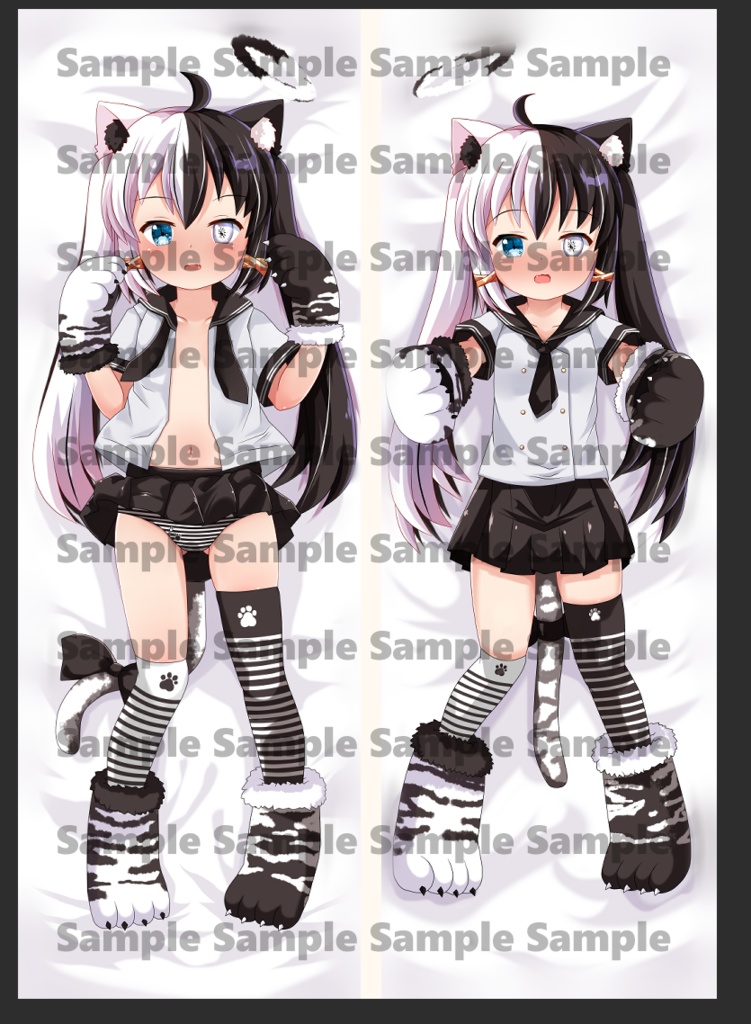 Body-pillow Art Cover Only (Digital Download) - Byakko Howaito VTuber - School Outfit | 抱き枕カバーのみ (デジタルダウンロード) - Byakko Howaito VTuber - 学校の服装