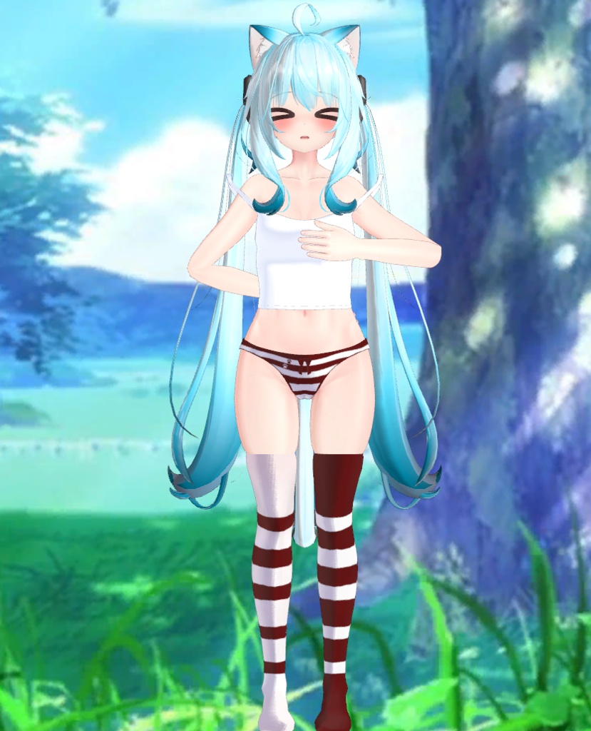 Maya - Colorful Kneesocks & Shimapan Pantsu | 舞夜 - カラフルニーソックス&シマパンパンツ