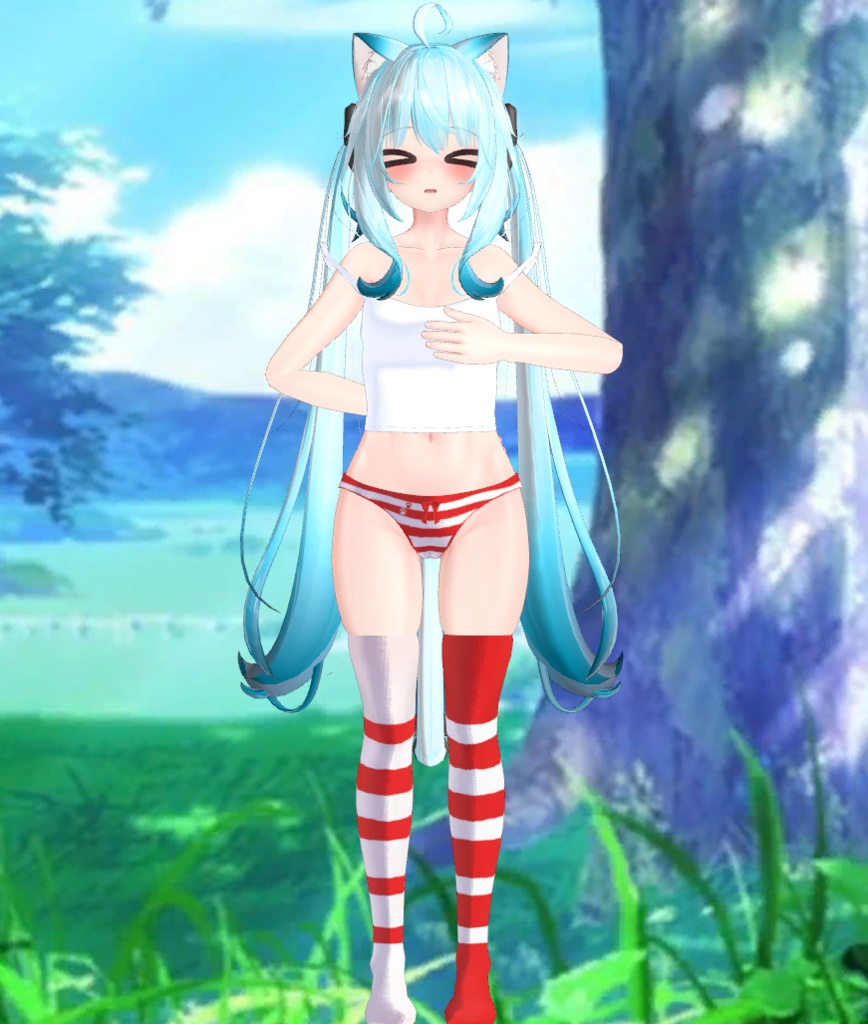 Maya - Colorful Kneesocks & Shimapan Pantsu | 舞夜 - カラフルニーソックス&シマパンパンツ