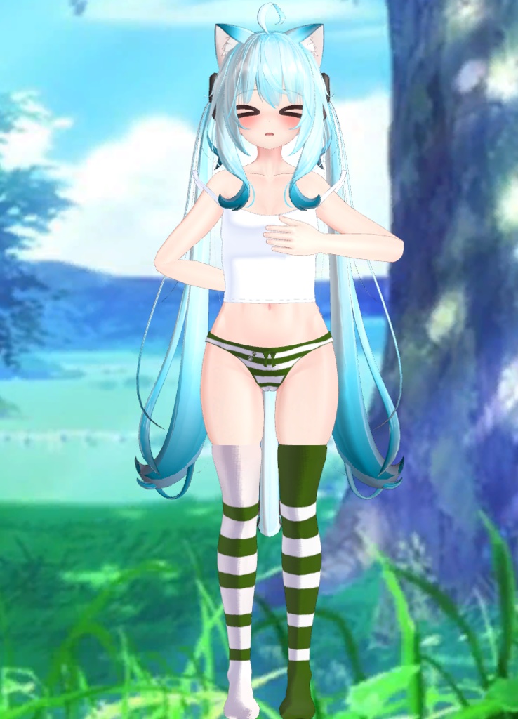 Maya - Colorful Kneesocks & Shimapan Pantsu | 舞夜 - カラフルニーソックス&シマパンパンツ