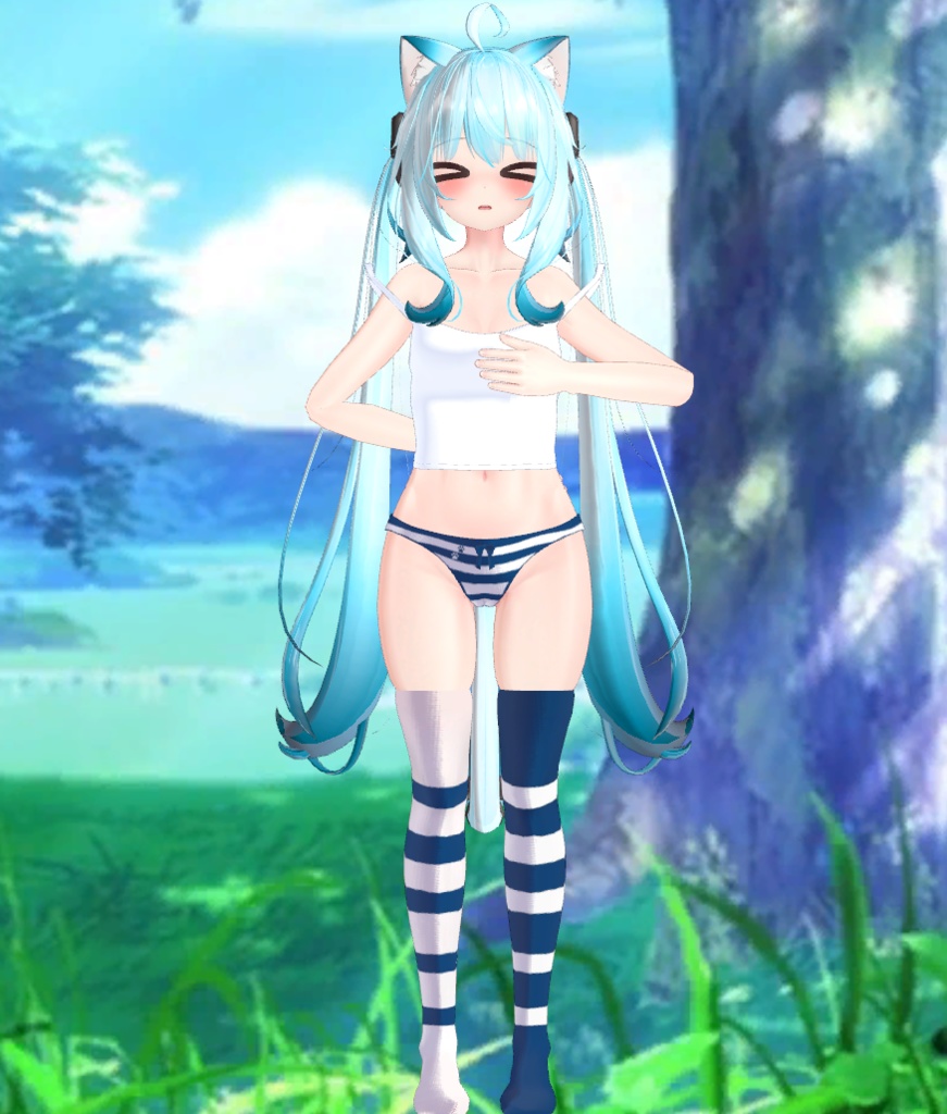 Maya - Colorful Kneesocks & Shimapan Pantsu | 舞夜 - カラフルニーソックス&シマパンパンツ