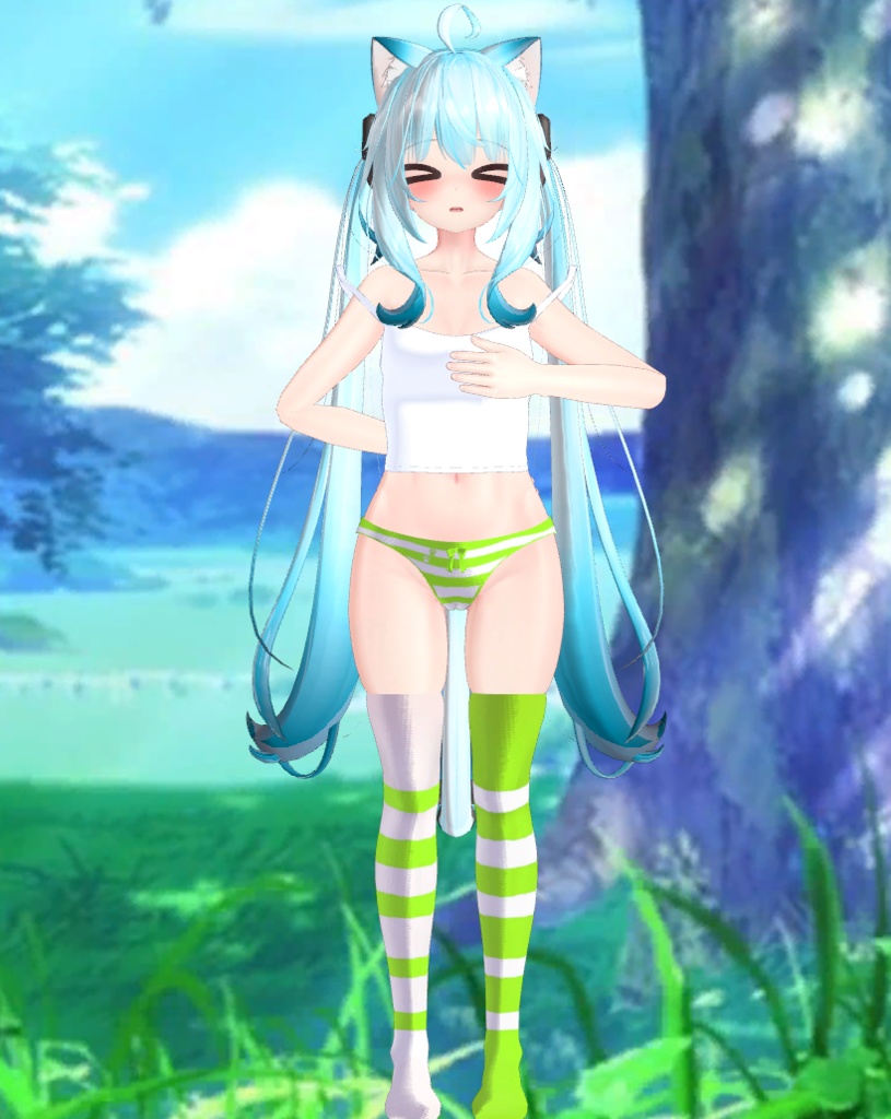 Maya - Colorful Kneesocks & Shimapan Pantsu | 舞夜 - カラフルニーソックス&シマパンパンツ