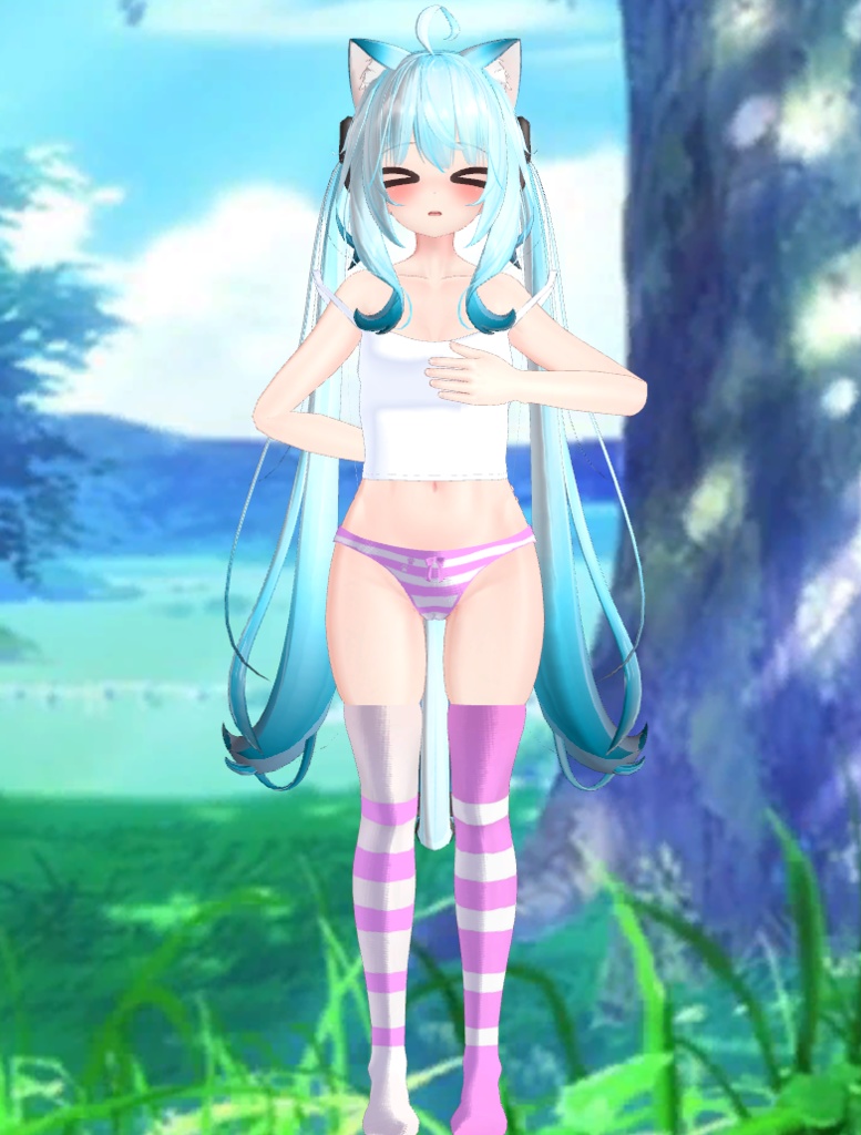 Maya - Colorful Kneesocks & Shimapan Pantsu | 舞夜 - カラフルニーソックス&シマパンパンツ