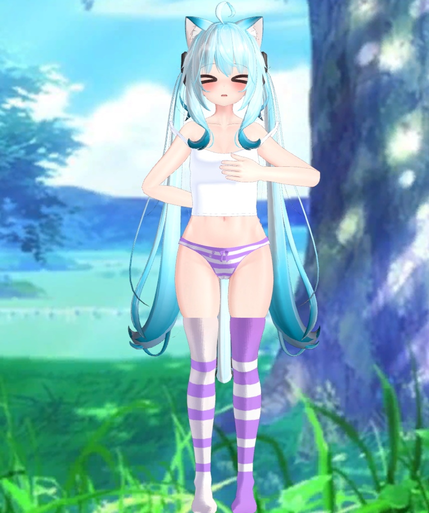 Maya - Colorful Kneesocks & Shimapan Pantsu | 舞夜 - カラフルニーソックス&シマパンパンツ