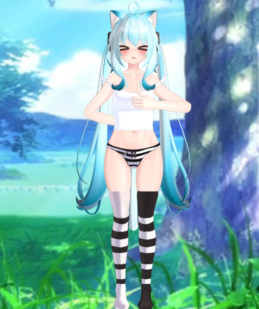 Maya - Colorful Kneesocks & Shimapan Pantsu | 舞夜 - カラフルニーソックス&シマパンパンツ