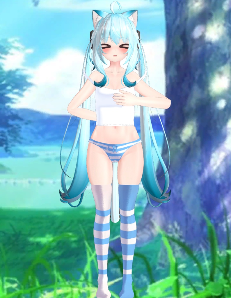 Maya - Colorful Kneesocks & Shimapan Pantsu | 舞夜 - カラフルニーソックス&シマパンパンツ