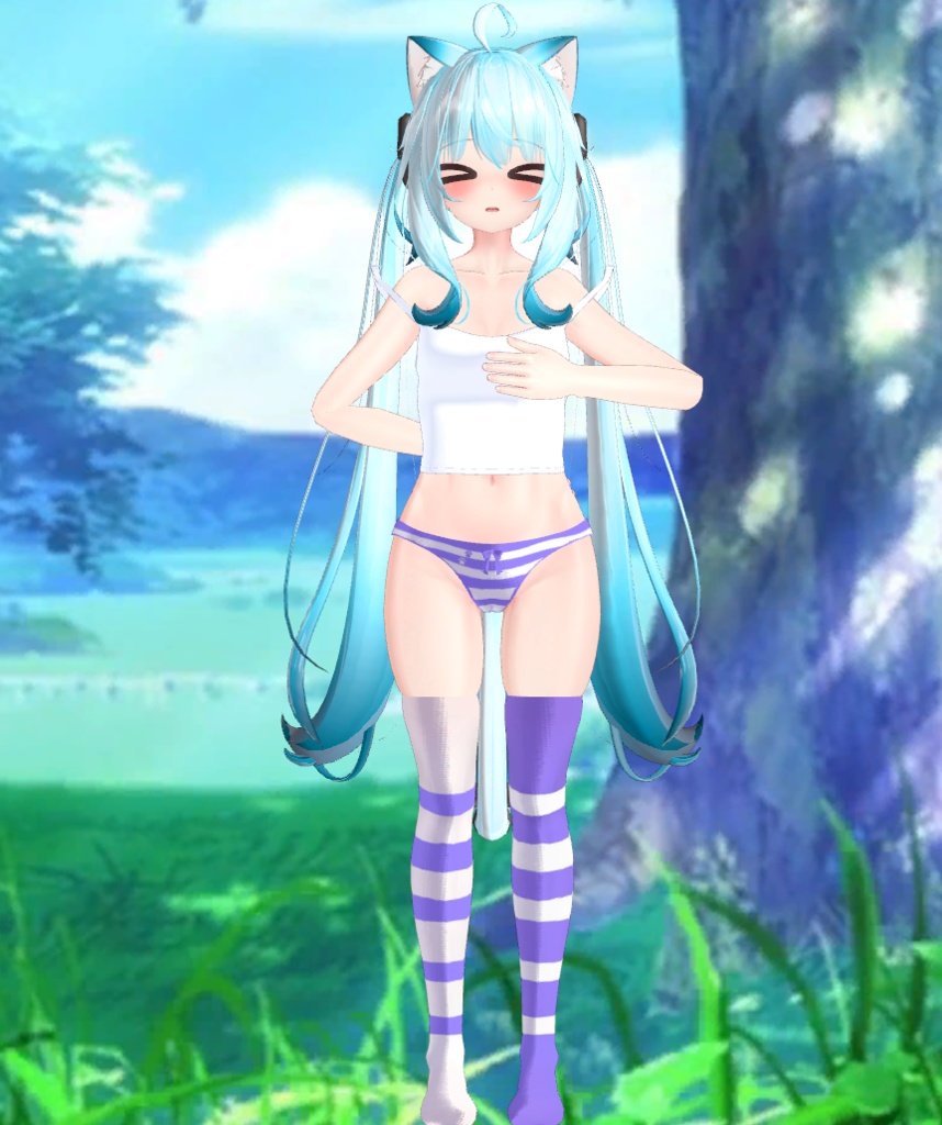 Maya - Colorful Kneesocks & Shimapan Pantsu | 舞夜 - カラフルニーソックス&シマパンパンツ