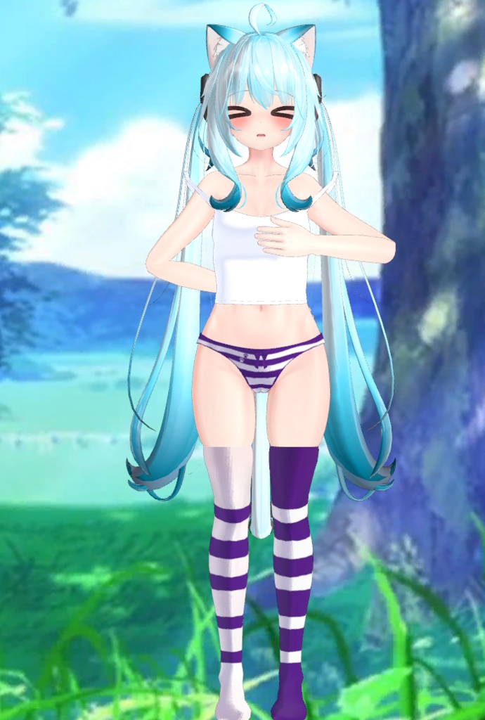 Maya - Colorful Kneesocks & Shimapan Pantsu | 舞夜 - カラフルニーソックス&シマパンパンツ