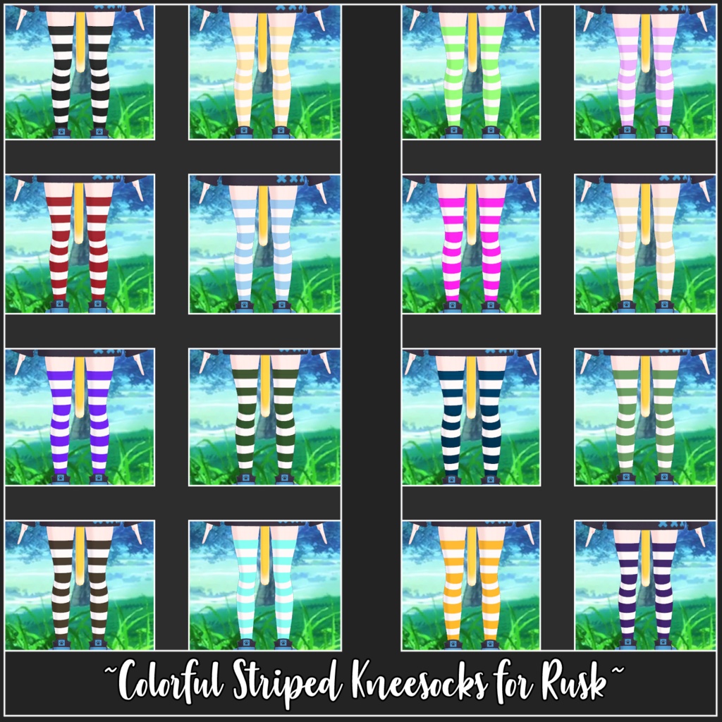 Colorful Striped Kneesocks for Rusk | ラスクのカラフルなストライプのニーソックス
