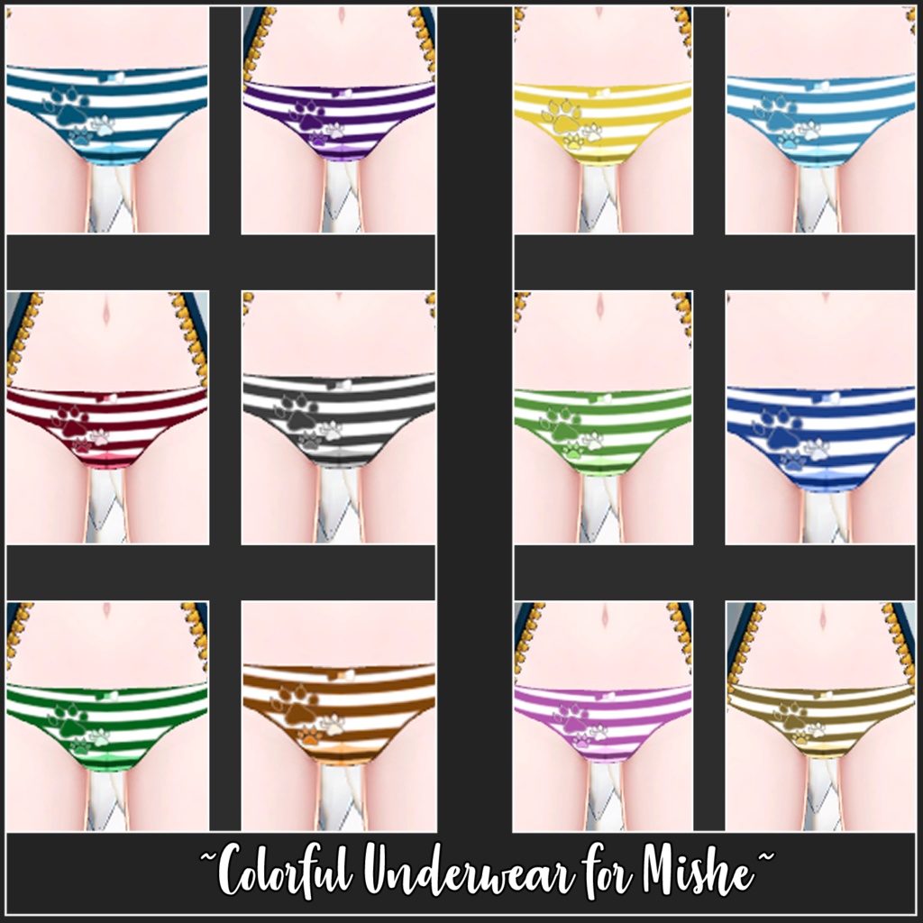 Colorful Shimapan Underwear for Mishe | ミーシェのカラフルしまぱん下着