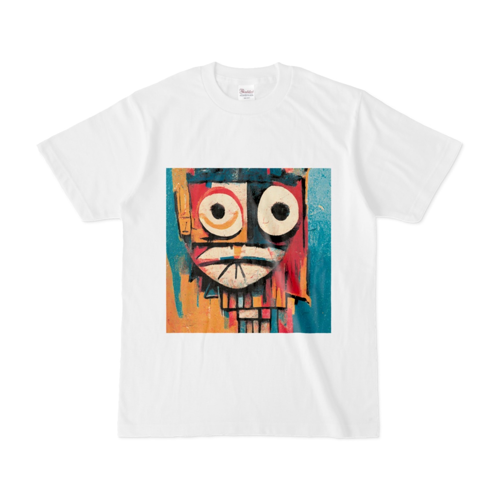 オリジナルTシャツ　バスキア風　顔　抽象画　カラフル　おしゃれ　芸術的　個性的