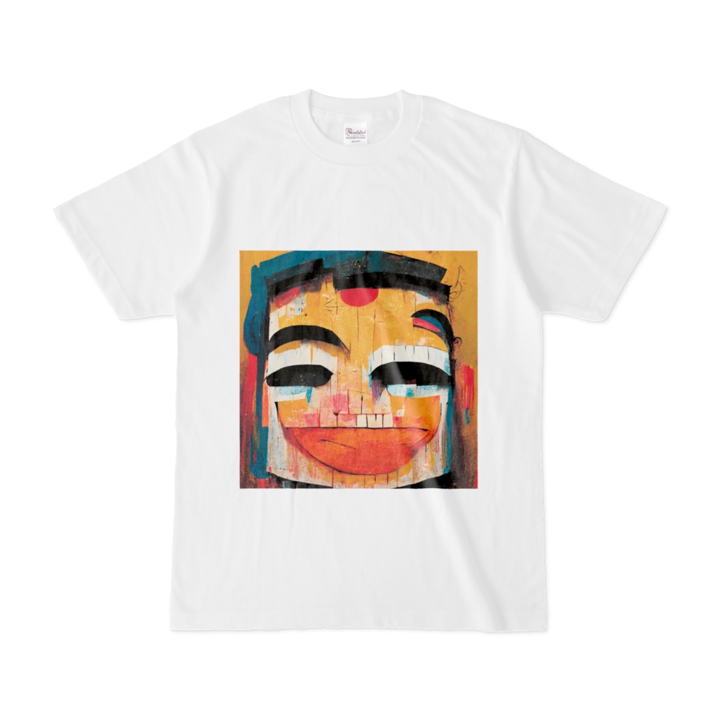 オリジナルTシャツ　バスキア風　顔　抽象画　カラフル　おしゃれ　芸術的　個性的