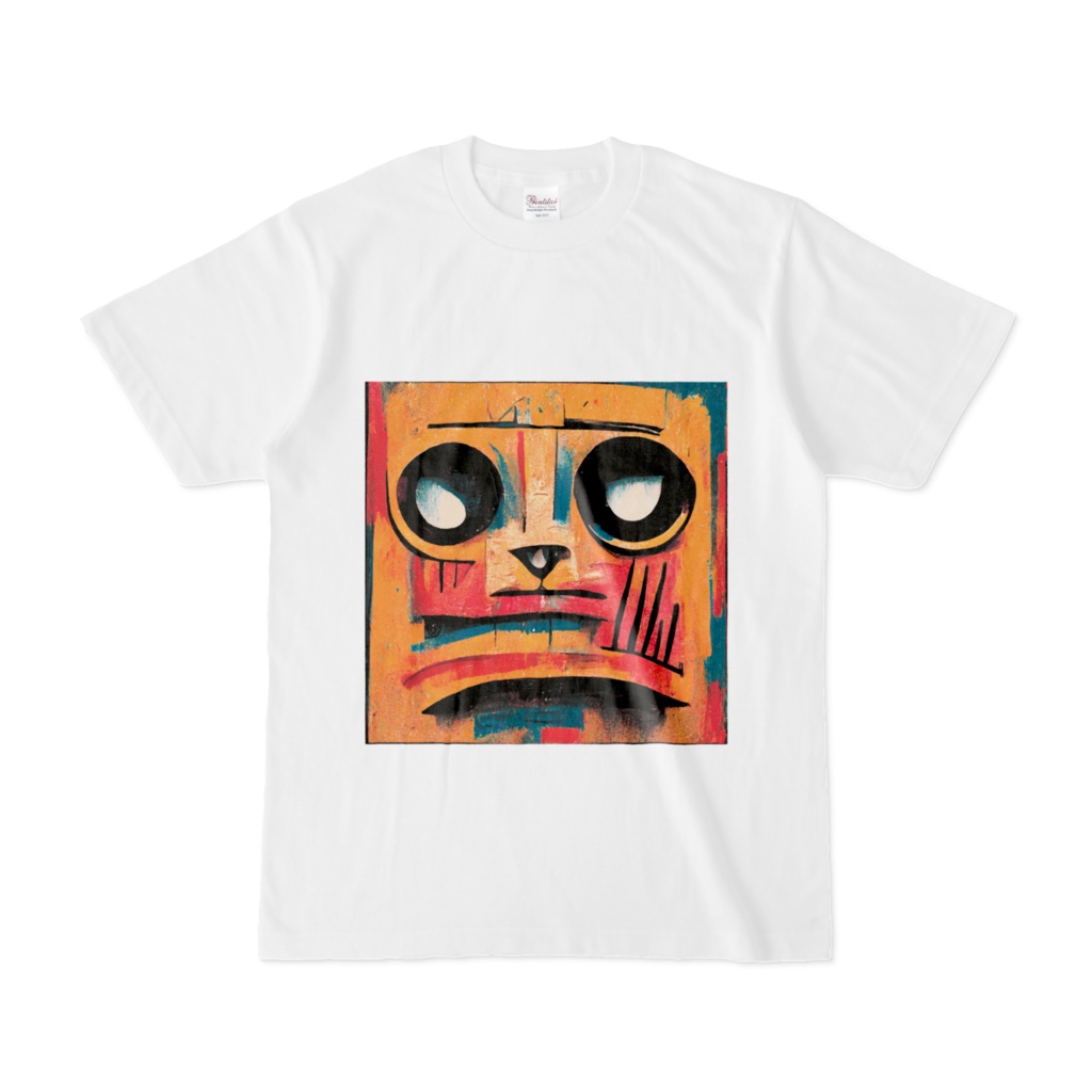 オリジナルTシャツ　バスキア風　犬　ワンちゃん　顔　抽象画　カラフル　おしゃれ　芸術的　個性的
