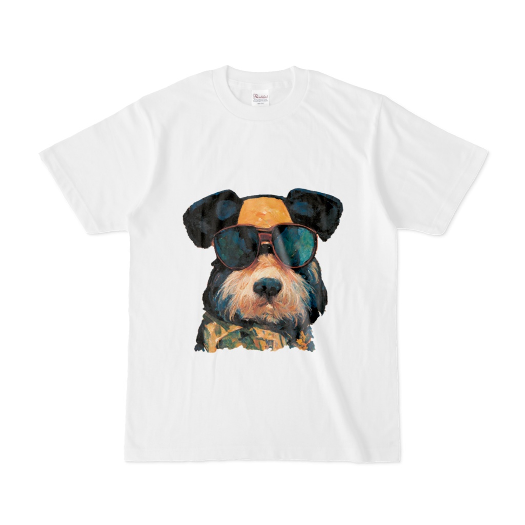 オリジナルTシャツ　犬　ワンちゃん　サングラス　顔　カラフル　おしゃれ　芸術的　個性的