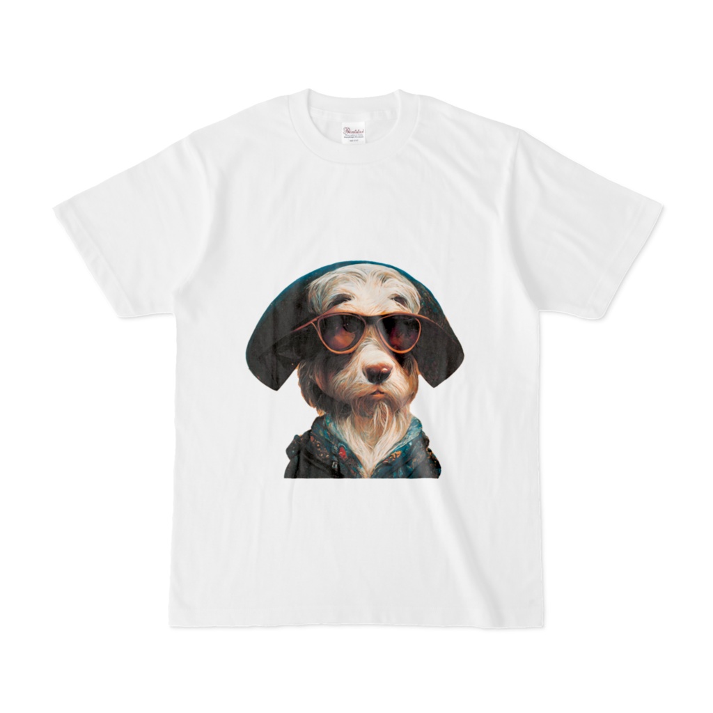 オリジナルTシャツ　犬　ワンちゃん　サングラス　顔　カラフル　おしゃれ　芸術的　個性的