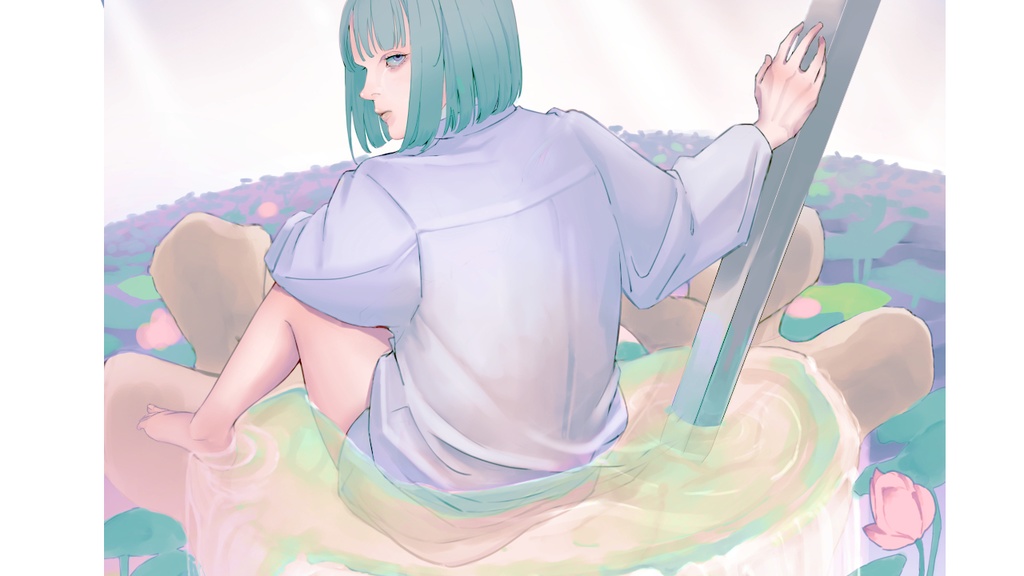 【DL販売】蓮に浮かぶ幻想少女｜A3サイズ・高解像度ポスター