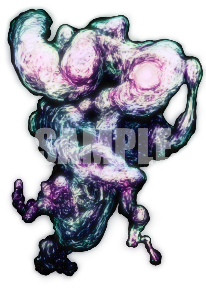 絵柄が違いすぎるクトゥルフ神話生物素材「宇宙からの色」