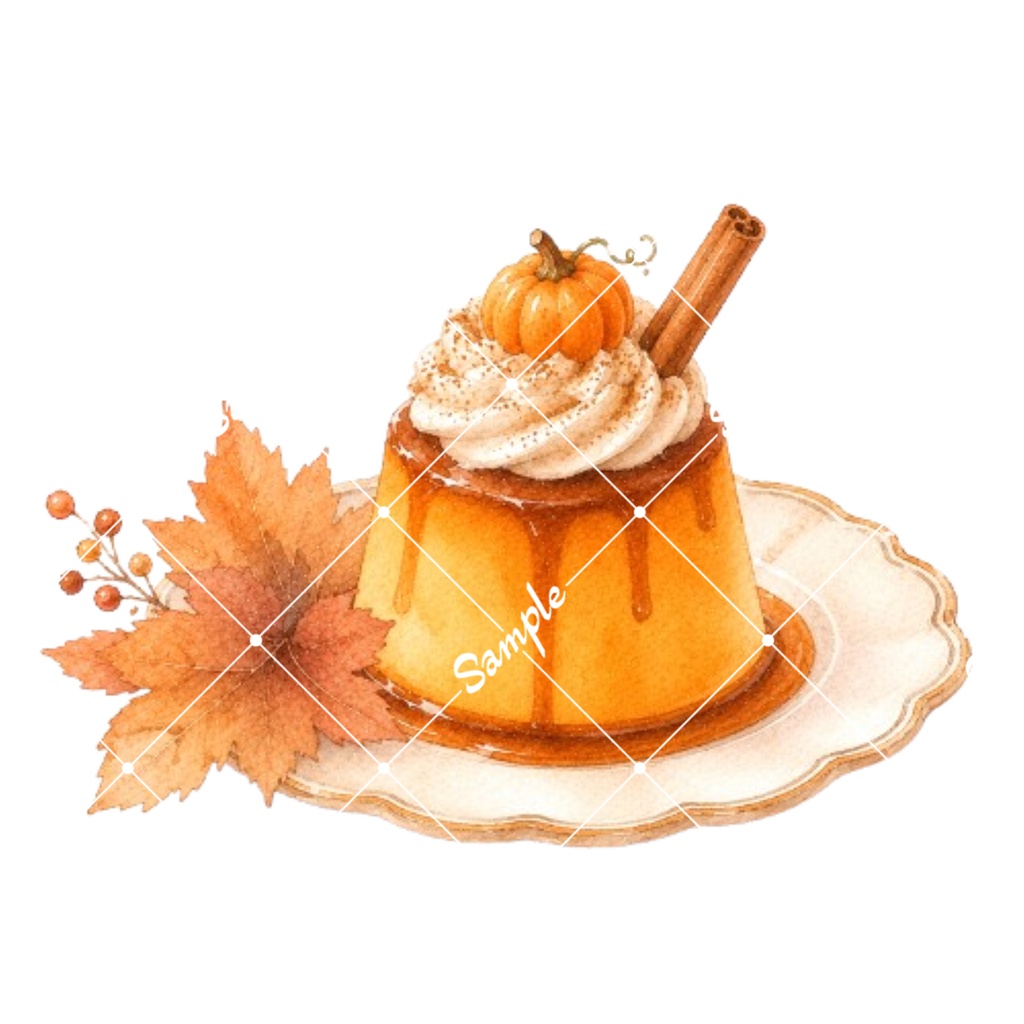 ハロウィンスイーツ 水彩素材10点、背景透過PNG、商用利用OK