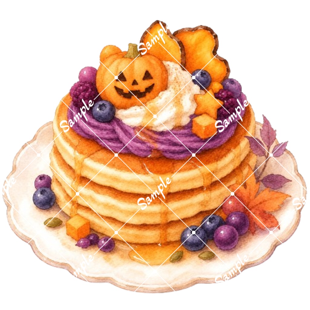 ハロウィンスイーツ 水彩素材10点、背景透過PNG、商用利用OK