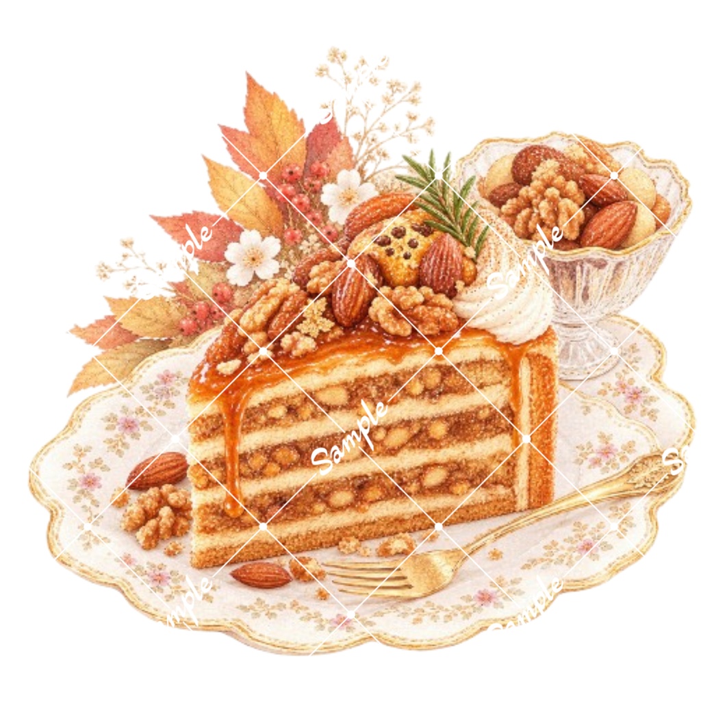 秋の焼き菓子 水彩素材12点、背景透過PNG、商用利用OK