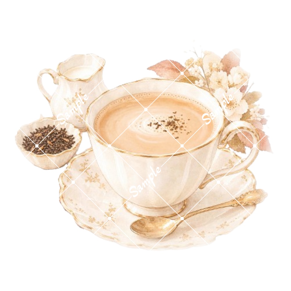 冬のカフェドリンク 水彩素材15点、背景透過PNG、商用利用OK