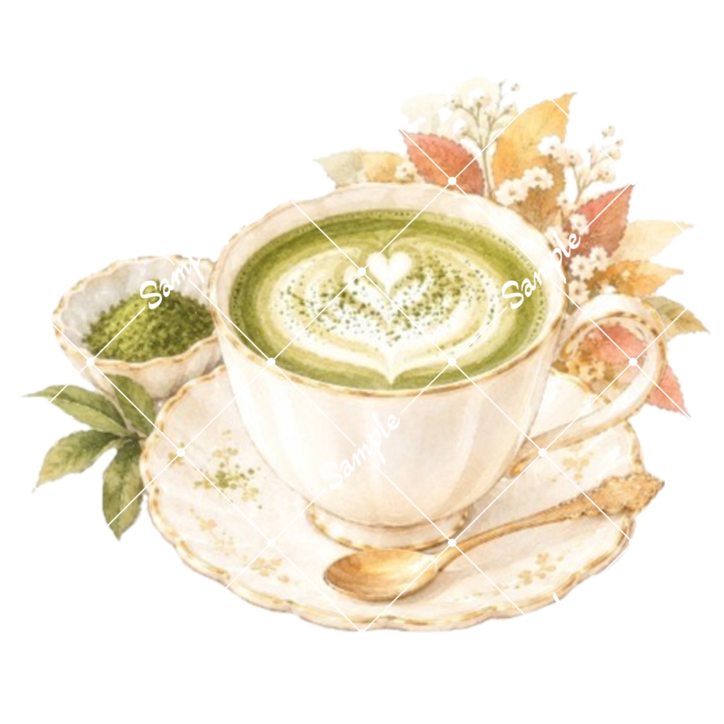 冬のカフェドリンク 水彩素材15点、背景透過PNG、商用利用OK