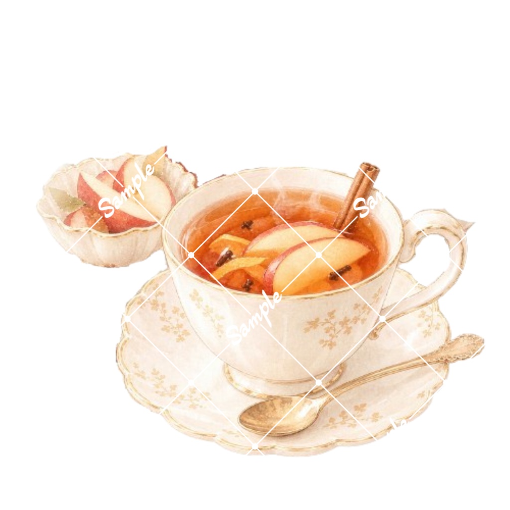 冬のカフェドリンク 水彩素材15点、背景透過PNG、商用利用OK