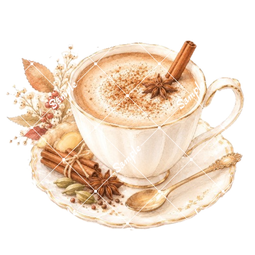 冬のカフェドリンク 水彩素材15点、背景透過PNG、商用利用OK