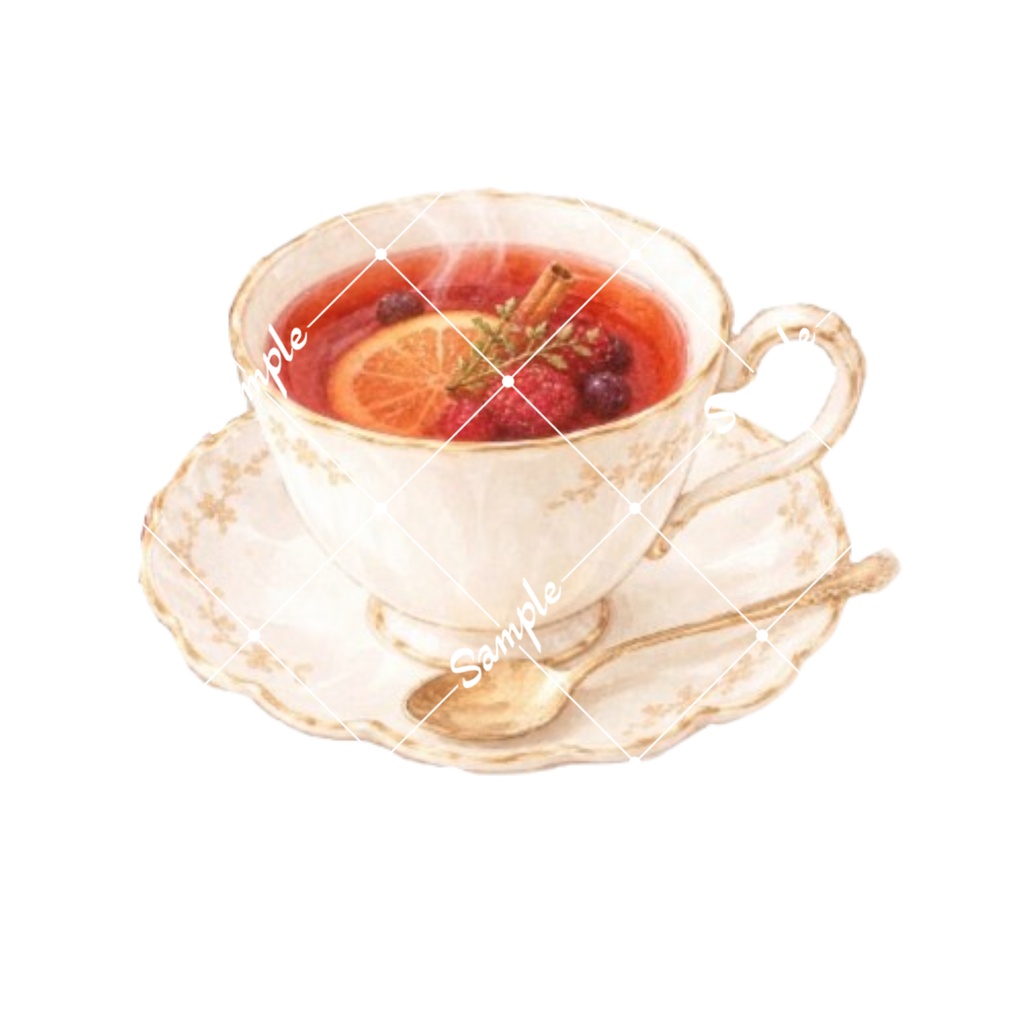 冬のカフェドリンク 水彩素材15点、背景透過PNG、商用利用OK