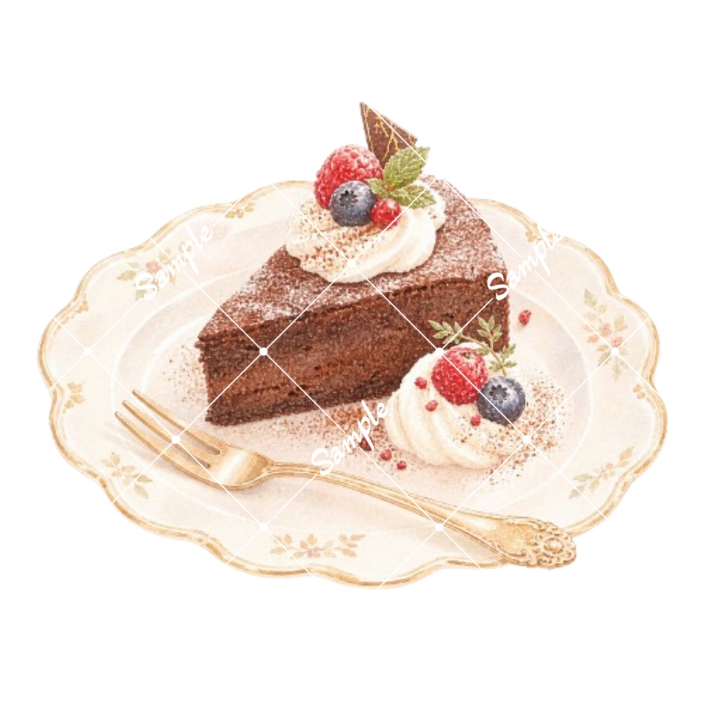 冬のカフェスイーツ 水彩素材15点、背景透過PNG、商用利用OK