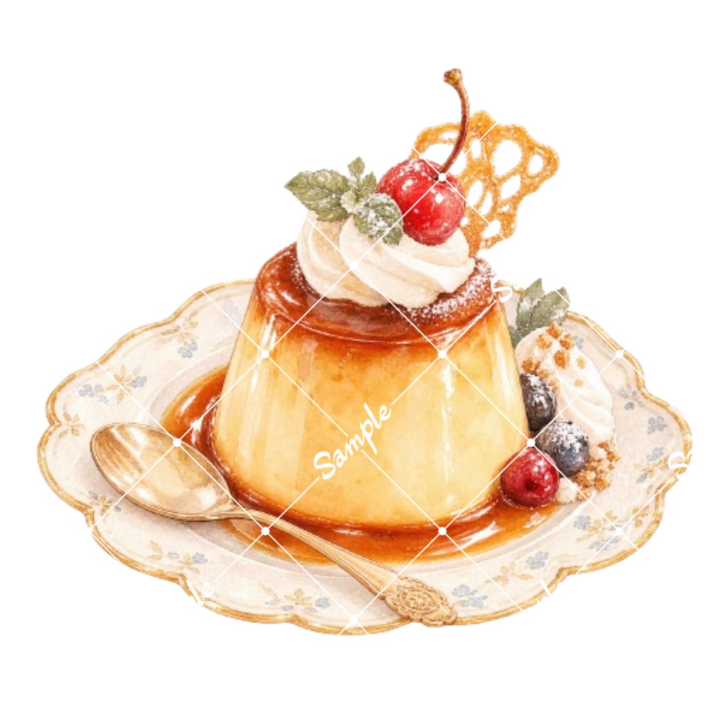 冬のカフェスイーツ 水彩素材15点、背景透過PNG、商用利用OK