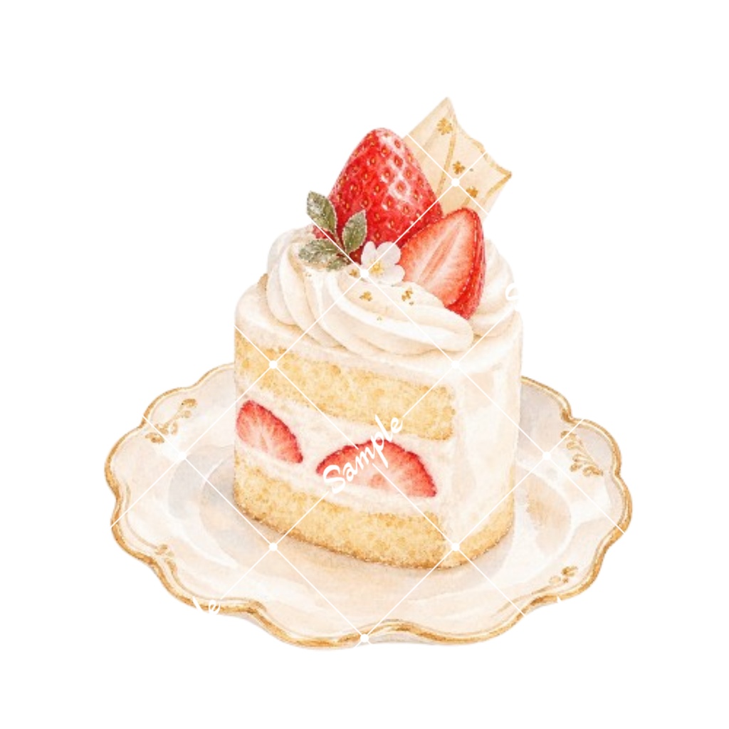 冬のカフェスイーツ 水彩素材15点、背景透過PNG、商用利用OK