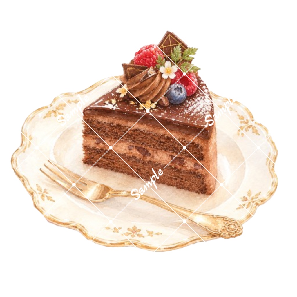 冬のカフェスイーツ 水彩素材15点、背景透過PNG、商用利用OK