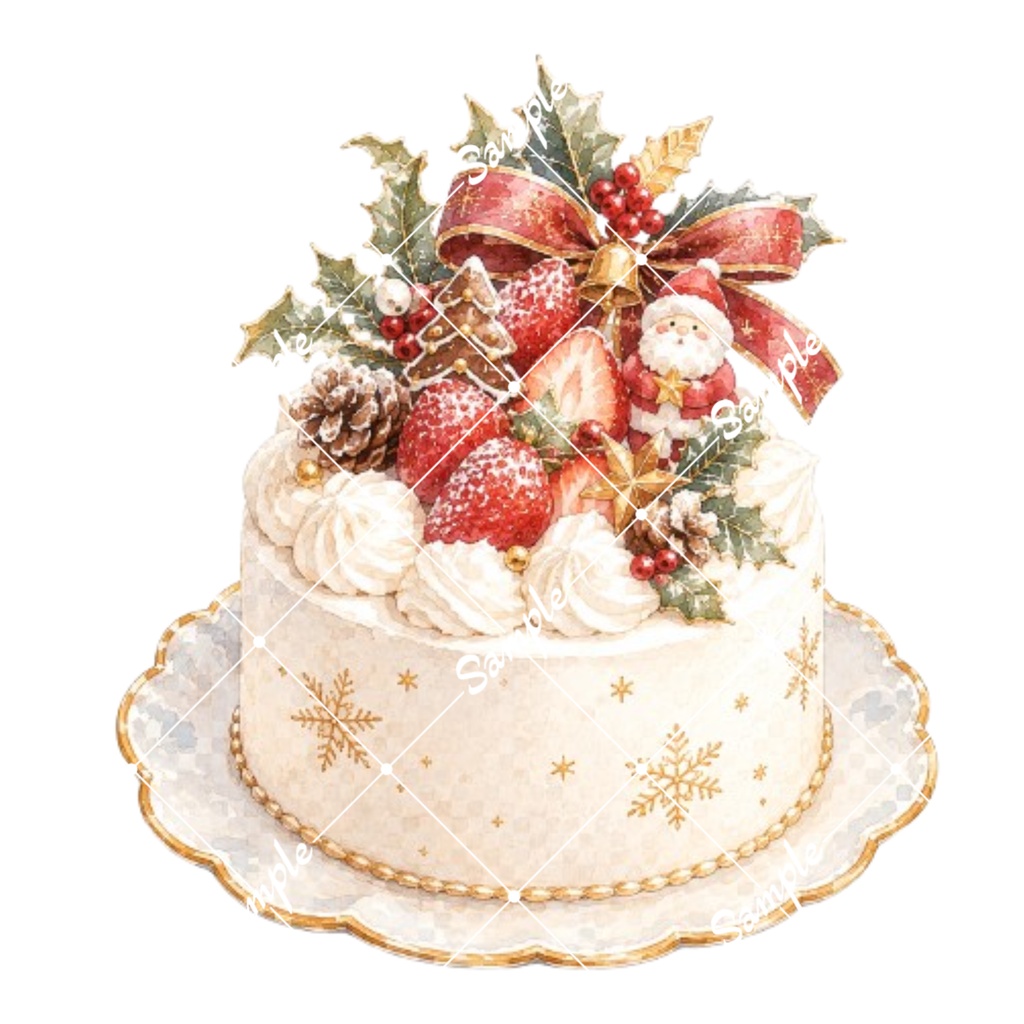 クリスマスカフェ水彩素材15点|背景透過PNG|冬のカフェイラスト