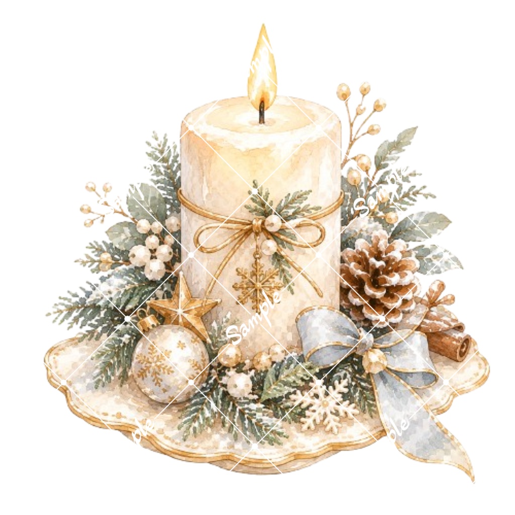 クリスマスカフェ水彩素材15点|背景透過PNG|冬のカフェイラスト