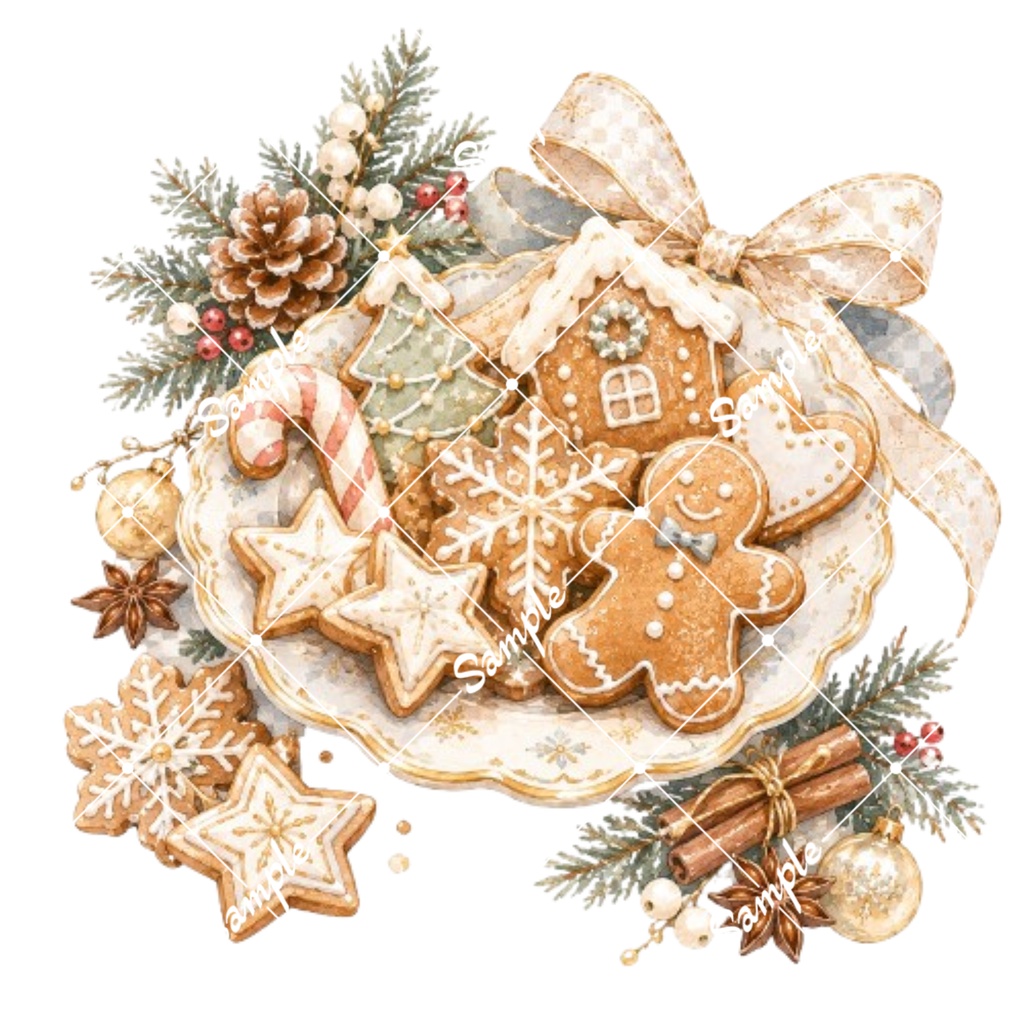 クリスマスカフェ水彩素材15点|背景透過PNG|冬のカフェイラスト
