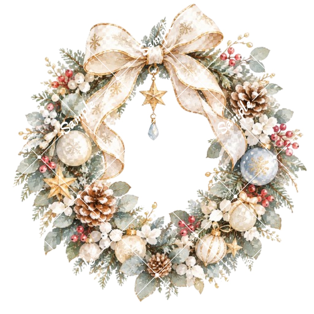 クリスマスカフェ水彩素材15点|背景透過PNG|冬のカフェイラスト