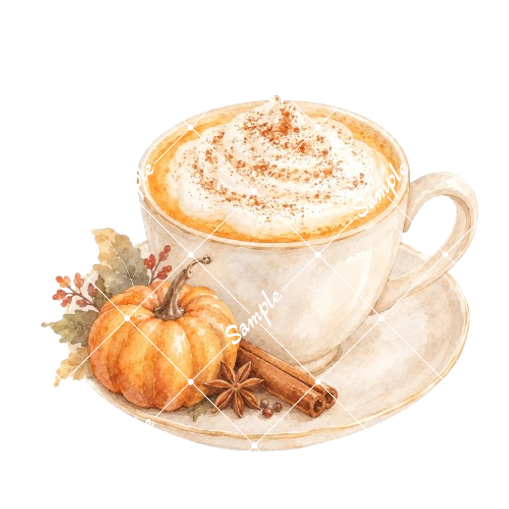 ハロウィンカフェ 水彩素材10点|カップケーキ&ドリンク|PNG・透過素材